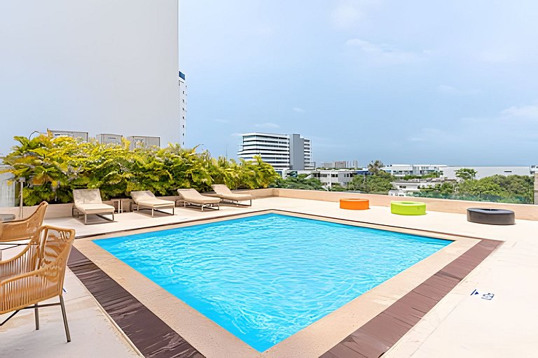 Cartagena Beach | Stylish Studio Suite Pool +Wi-fi